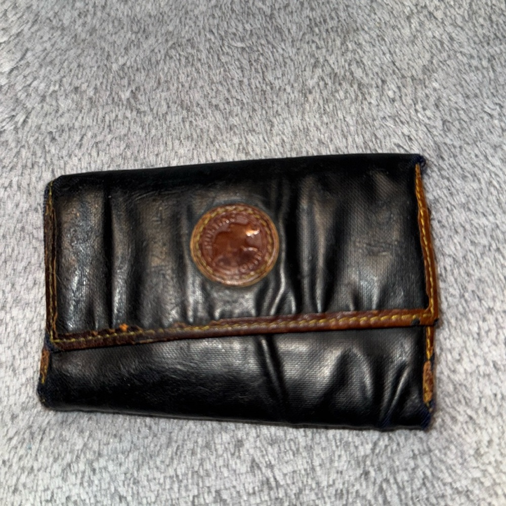 Vintage Hunting World 6 Key Case Black Tan Leather Wallet